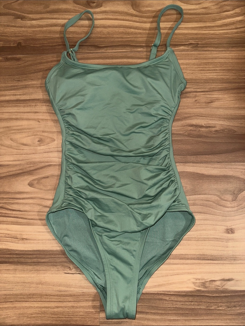 Shade & Shore Sage Green Ruched One-Piece Swimsuit